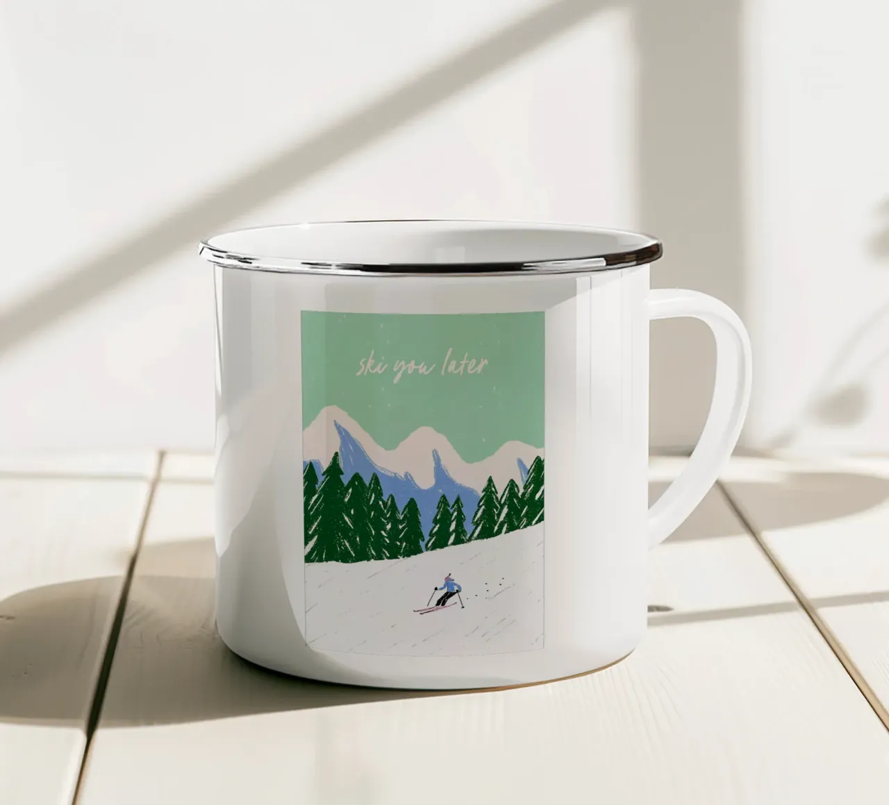 Ski You Later – Bergliebe Design emaille mok van Studio Sori