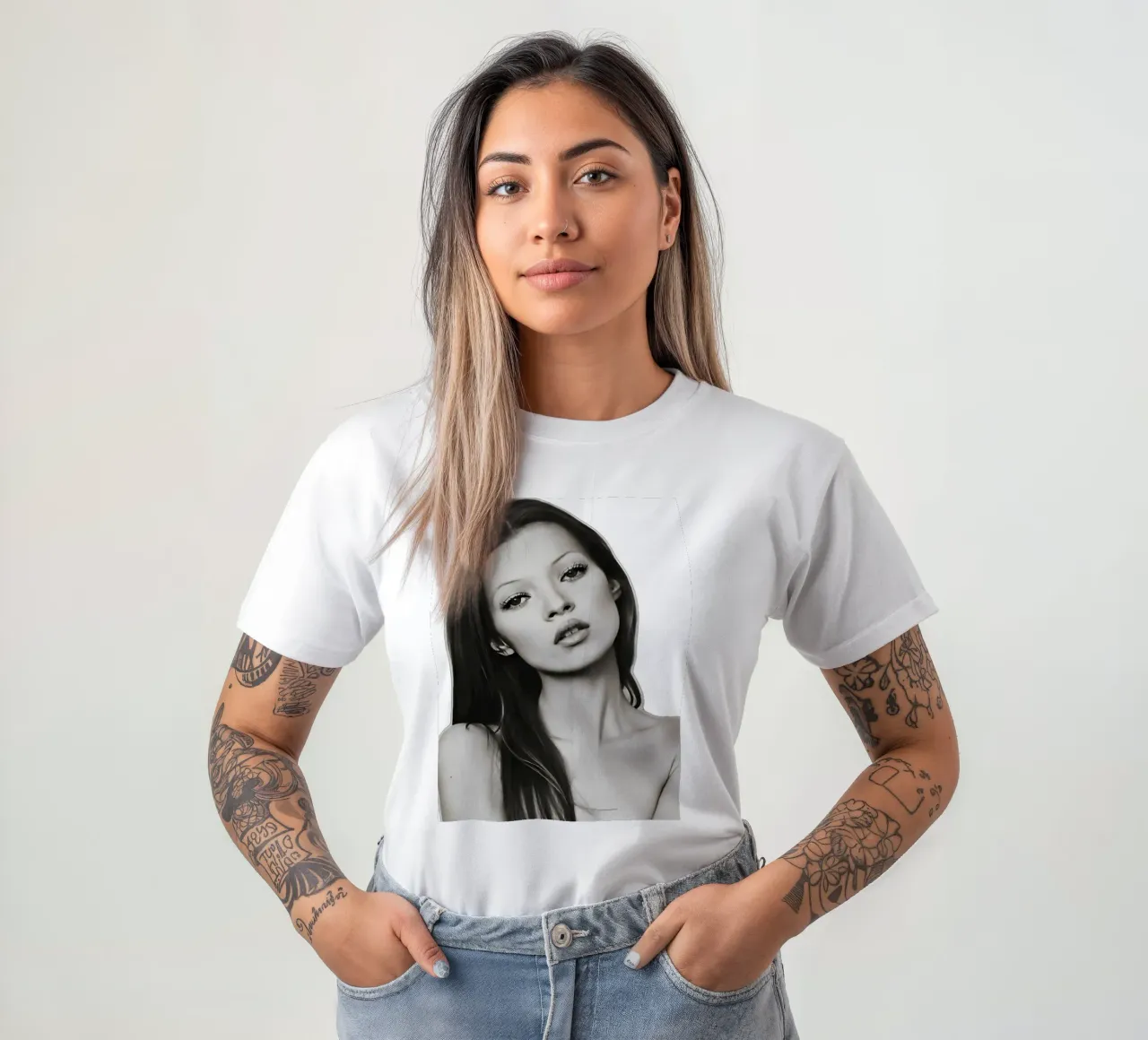 Posa da top model t-shirt da vintage