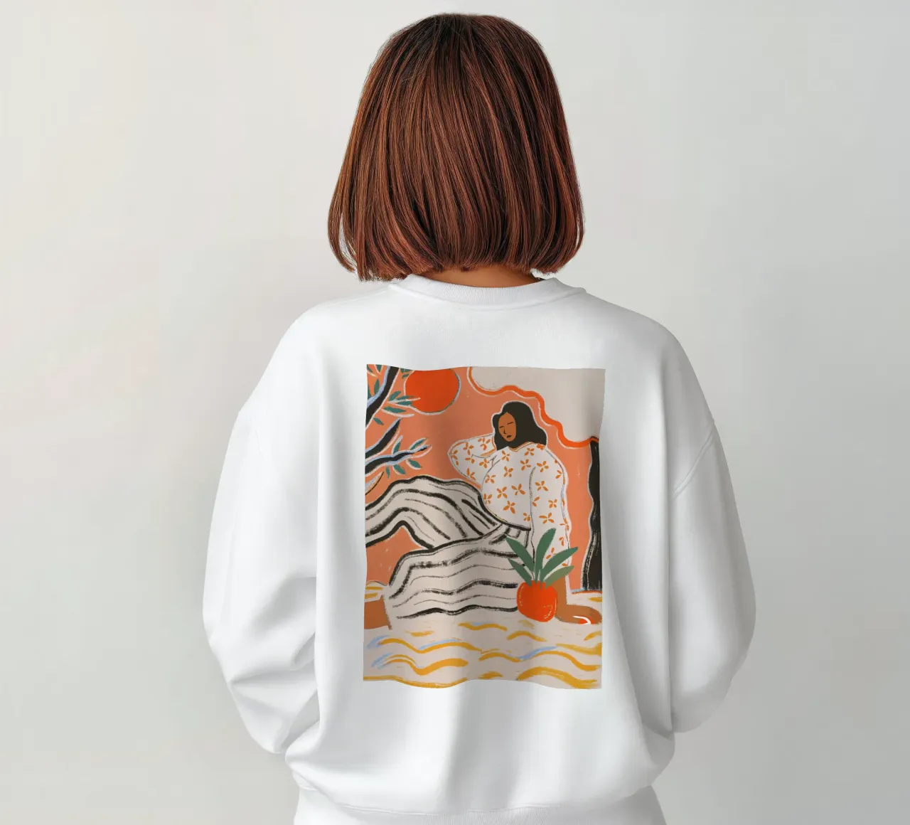 Calma in arancione - Illustrazione femminile felpa da Studio Sori