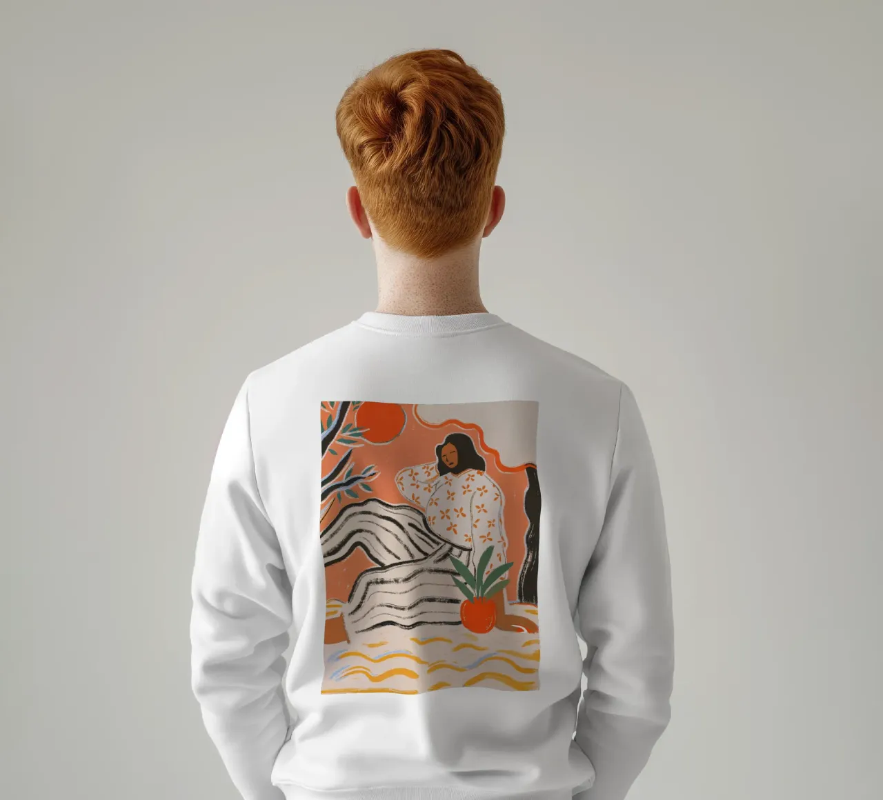 Calma in arancione - Illustrazione femminile felpa da Studio Sori