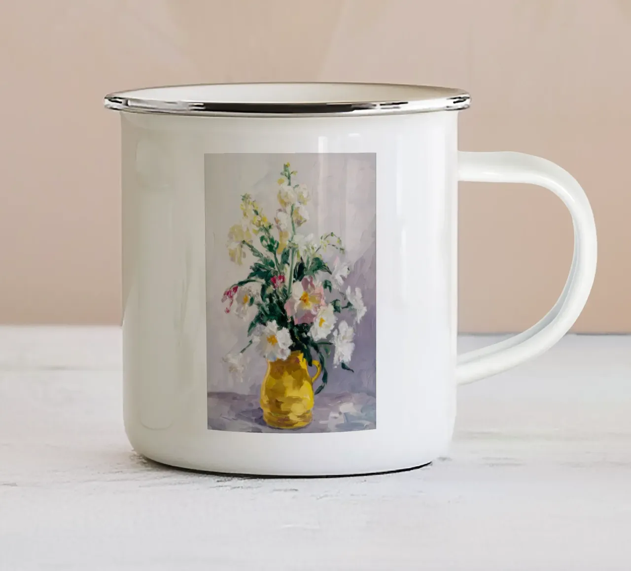 Eleganza dei fiori d'avorio tazza in smalto da Angkasa Mist