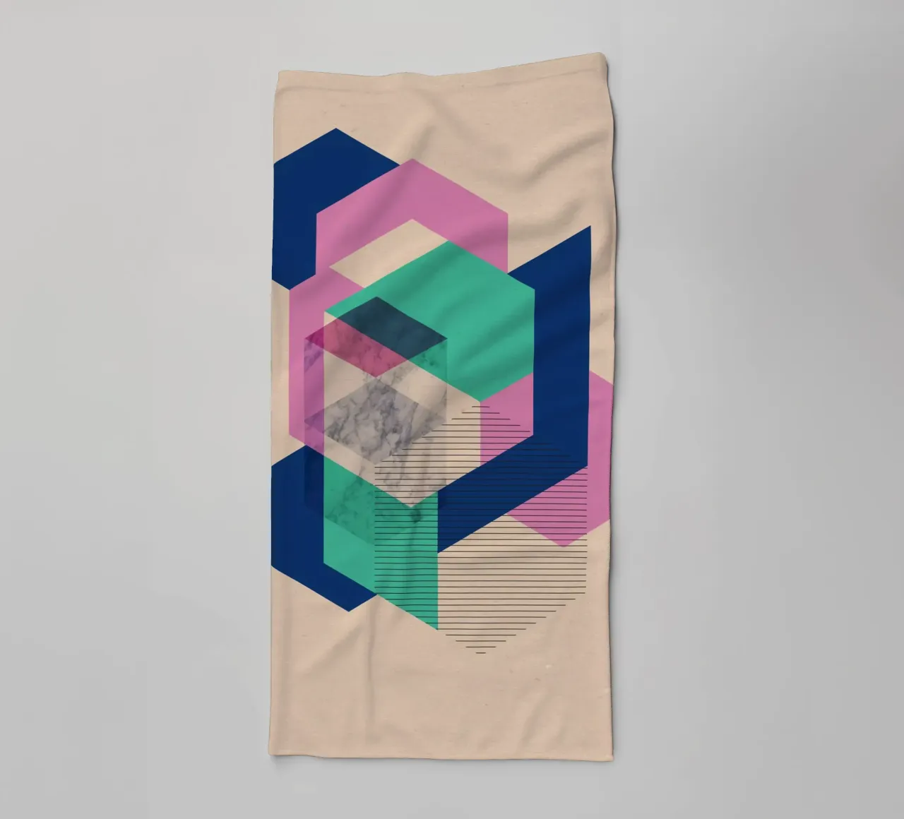 Hexagon Layers towel by Kim Hubball Studio