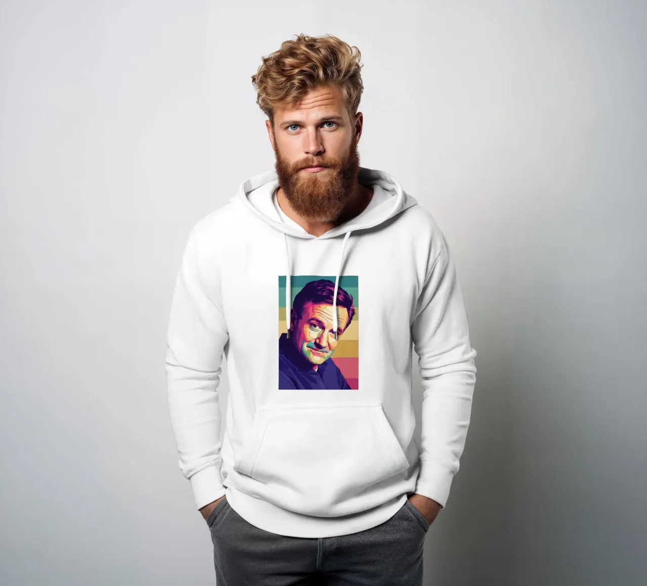 Ritratto pop art di Robin Williams felpa con cappuccio da Hantamrata