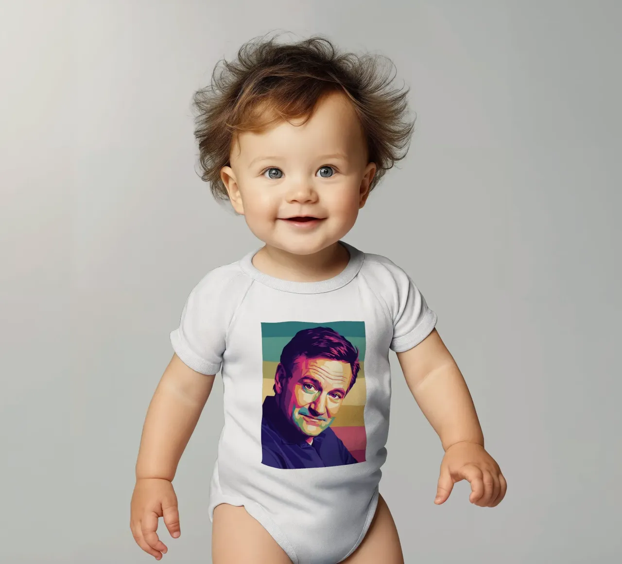 Ritratto pop art di Robin Williams body neonato maniche corte da Hantamrata