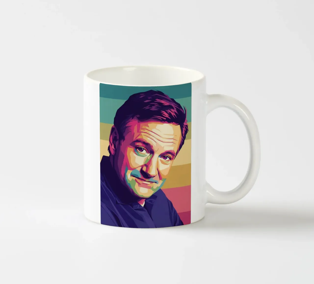 Ritratto pop art di Robin Williams tazza in ceramica da Hantamrata