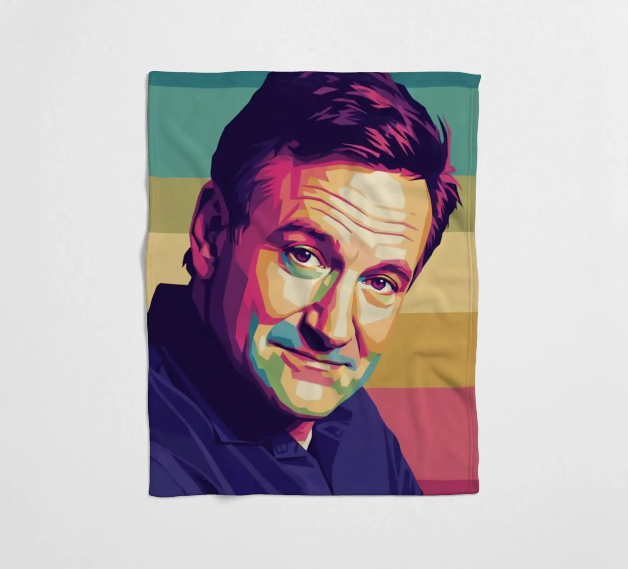 Ritratto pop art di Robin Williams coperta in pile da Hantamrata