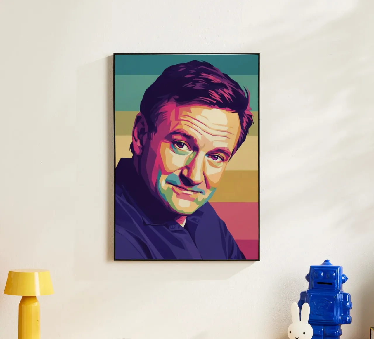 Ritratto pop art di Robin Williams alluminio dibond da Hantamrata