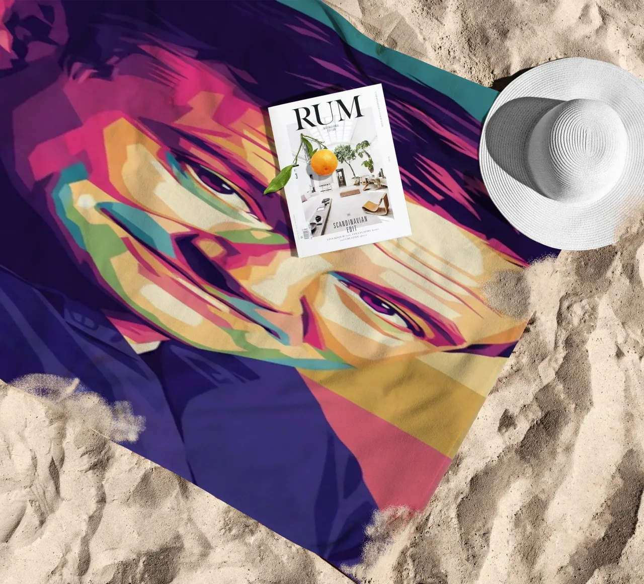 Ritratto pop art di Robin Williams telo mare da Hantamrata