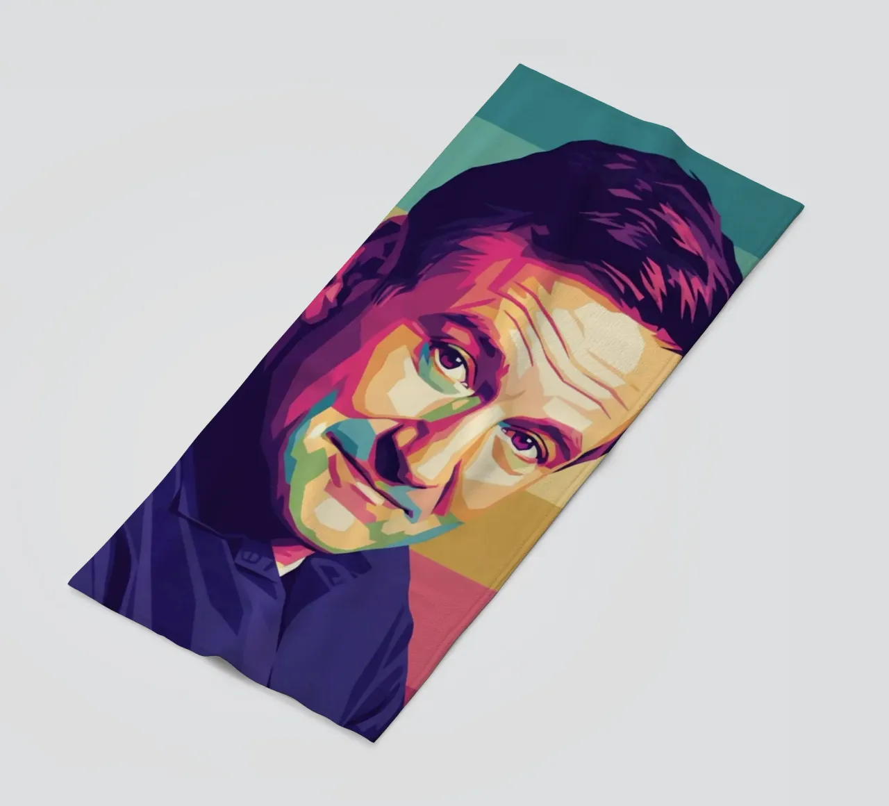 Ritratto pop art di Robin Williams telo mare da Hantamrata