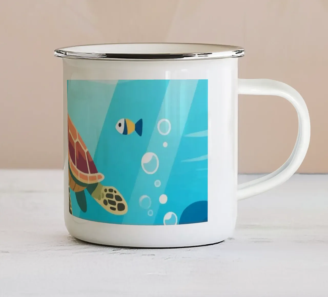 Tartaruga sott'acqua tazza in smalto da knowledge