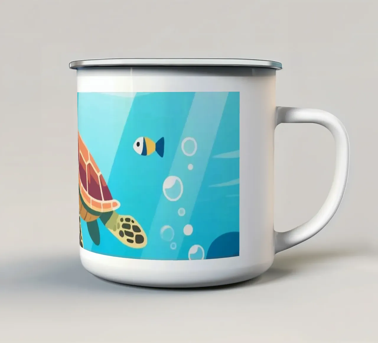 Tartaruga sott'acqua tazza in smalto da knowledge