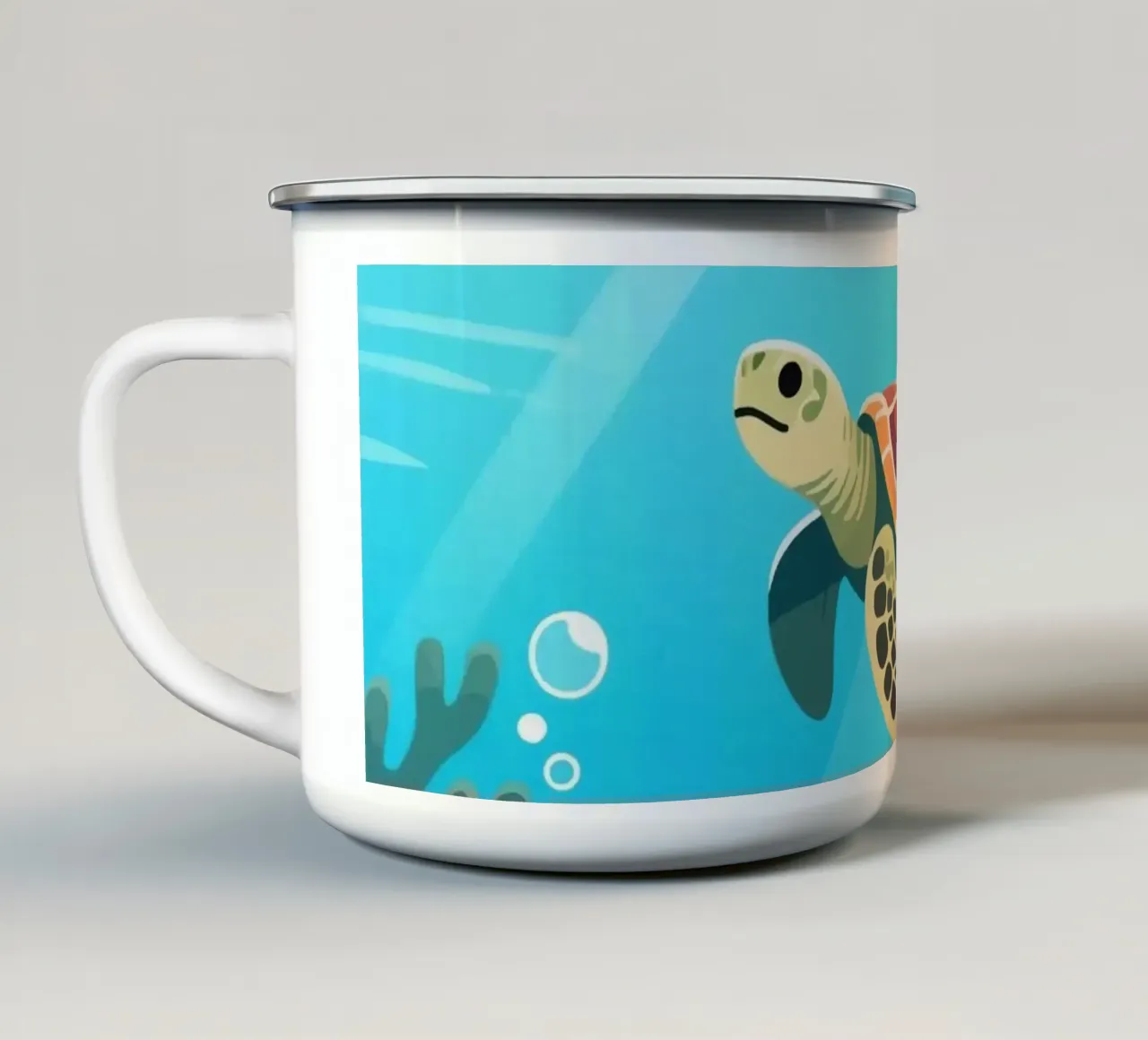 Tartaruga sott'acqua tazza in smalto da knowledge