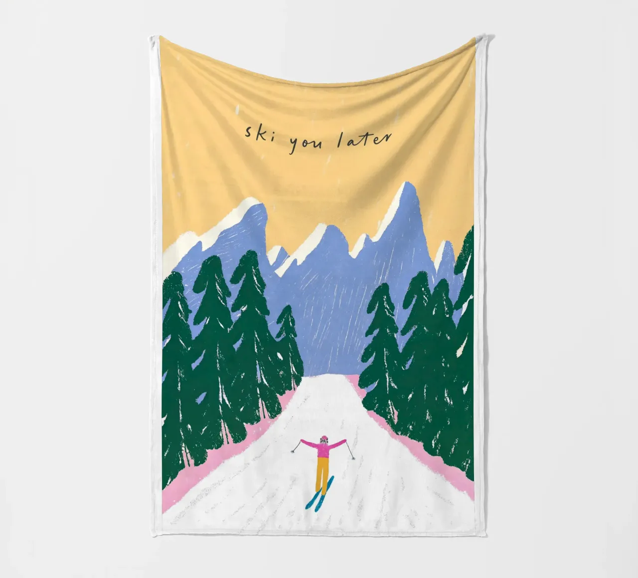 Sciare più tardi - Poster Alpi pastello coperta in pile da ChristmasMooodz