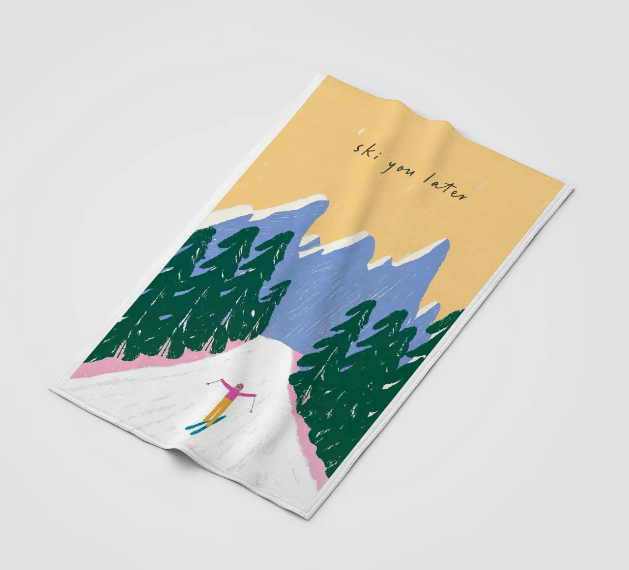 Sciare più tardi - Poster Alpi pastello coperta in pile da ChristmasMooodz