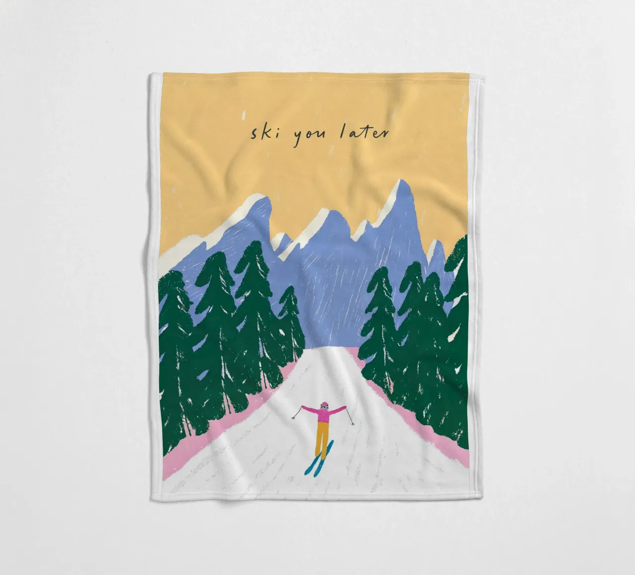 Sciare più tardi - Poster Alpi pastello coperta in pile da ChristmasMooodz