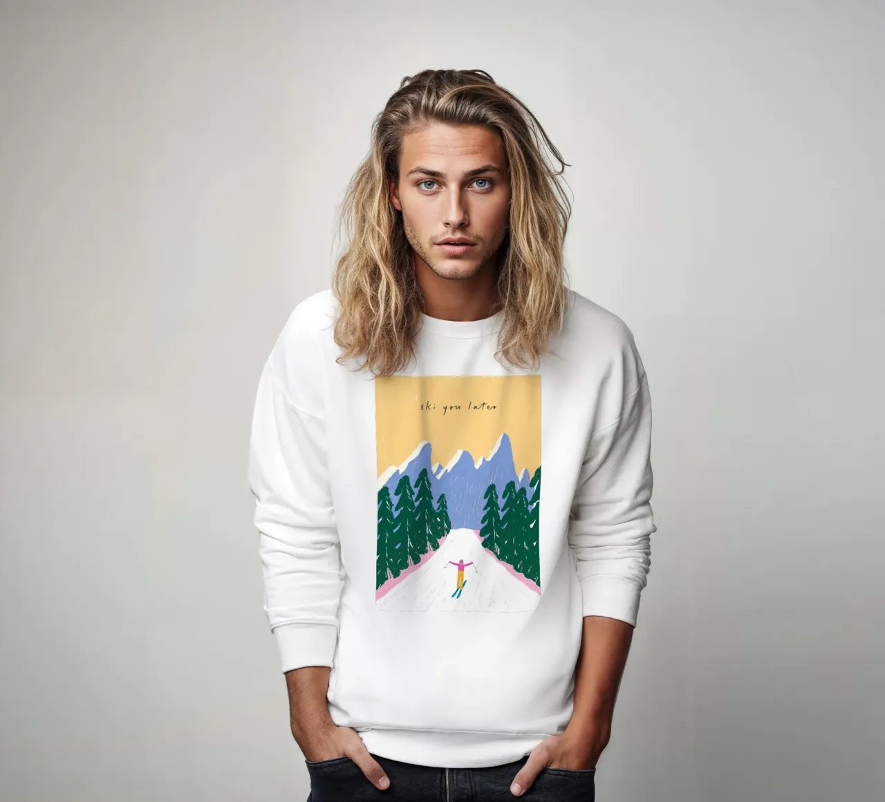 Sciare più tardi - Poster Alpi pastello felpa da ChristmasMooodz