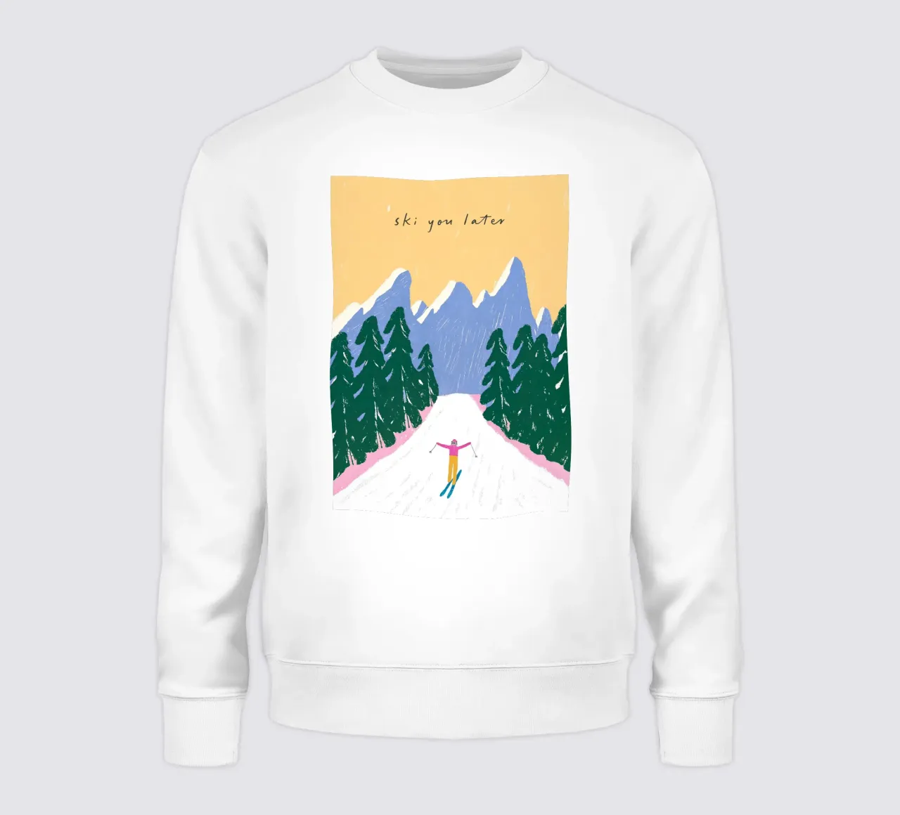 Sciare più tardi - Poster Alpi pastello felpa da ChristmasMooodz