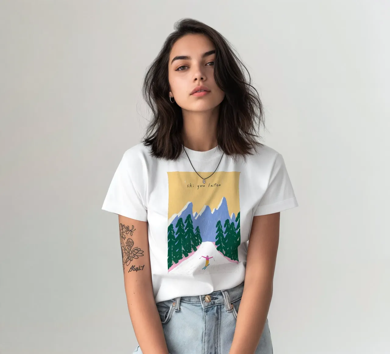 Sciare più tardi - Poster Alpi pastello t-shirt da ChristmasMooodz