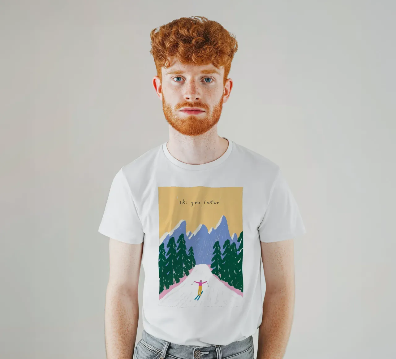 Sciare più tardi - Poster Alpi pastello t-shirt da ChristmasMooodz