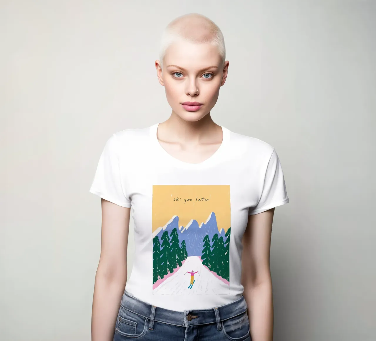 Sciare più tardi - Poster Alpi pastello t-shirt da donna da ChristmasMooodz