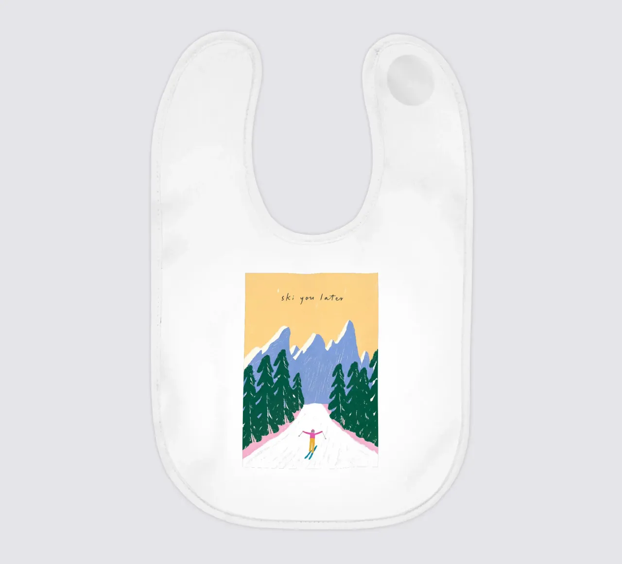 Sciare più tardi - Poster Alpi pastello bavaglino da ChristmasMooodz