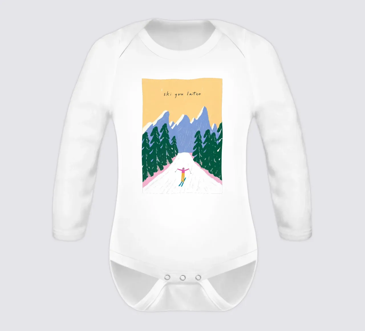 Sciare più tardi - Poster Alpi pastello body neonato maniche lunghe da ChristmasMooodz