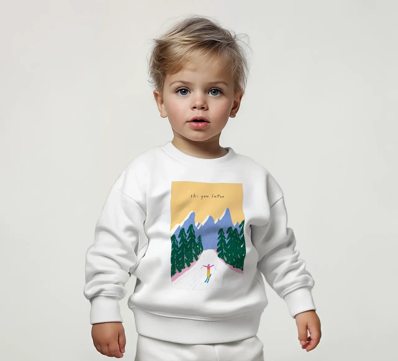 Sciare più tardi - Poster Alpi pastello felpa neonato da ChristmasMooodz