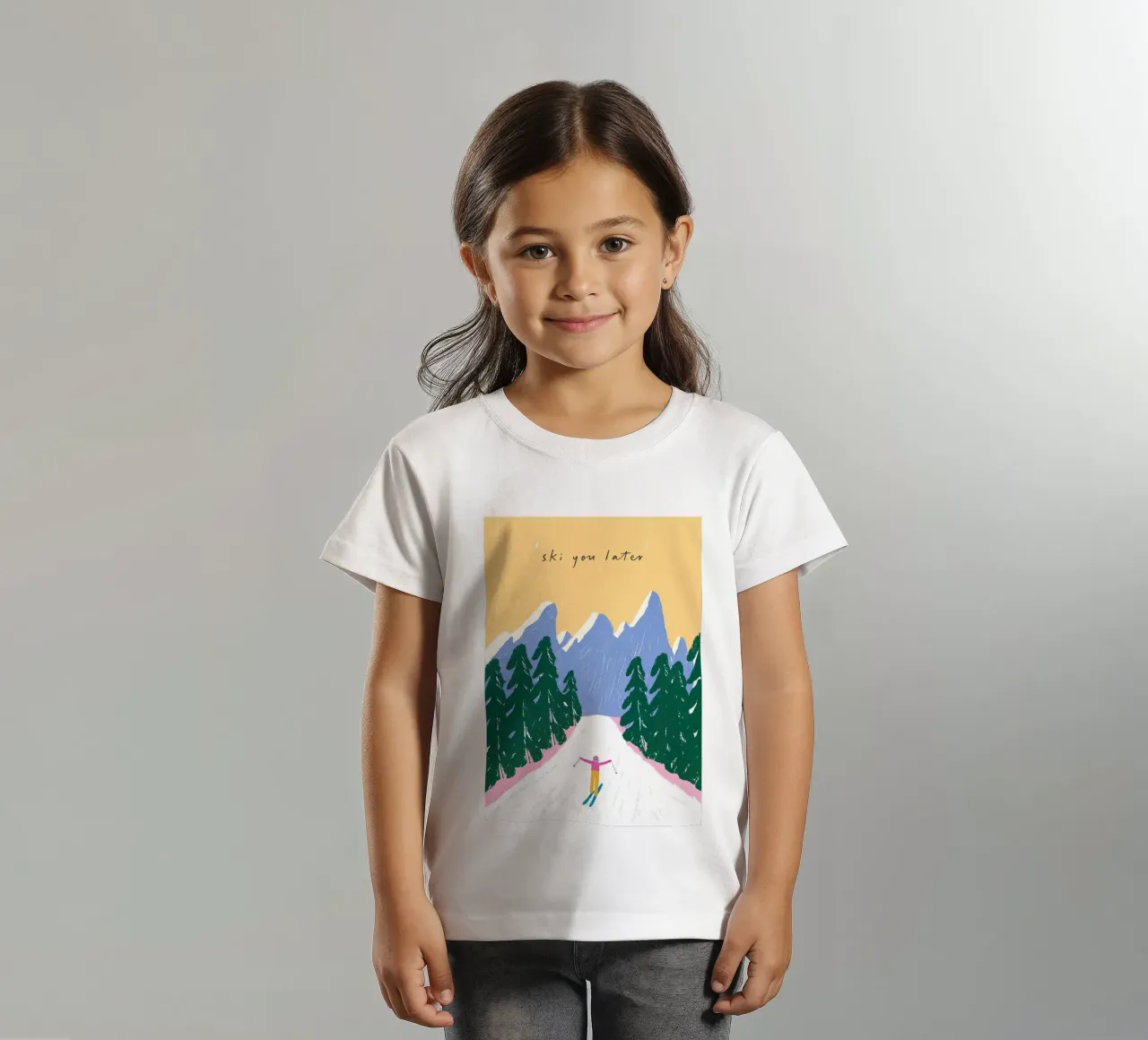 Sciare più tardi - Poster Alpi pastello t-shirt bambini da ChristmasMooodz