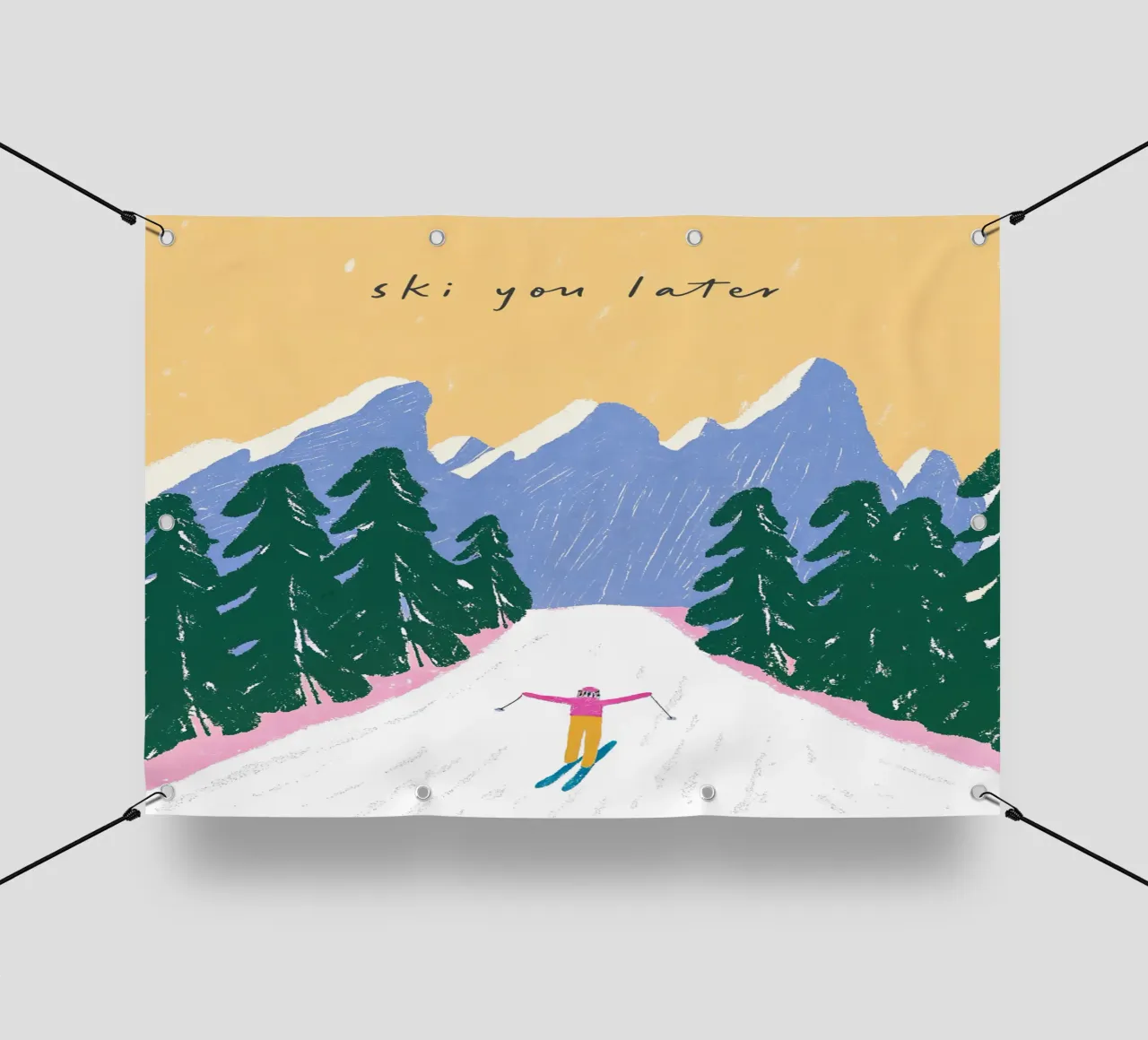 Sciare più tardi - Poster Alpi pastello telo in pvc da ChristmasMooodz