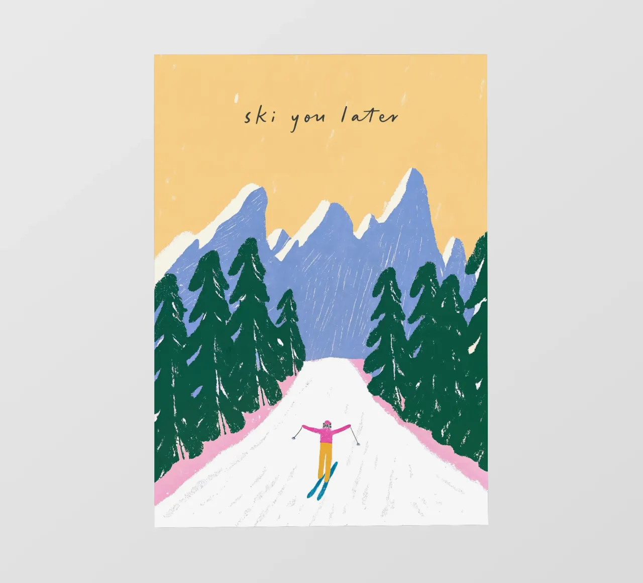 Sciare più tardi - Poster Alpi pastello telo in pvc da ChristmasMooodz