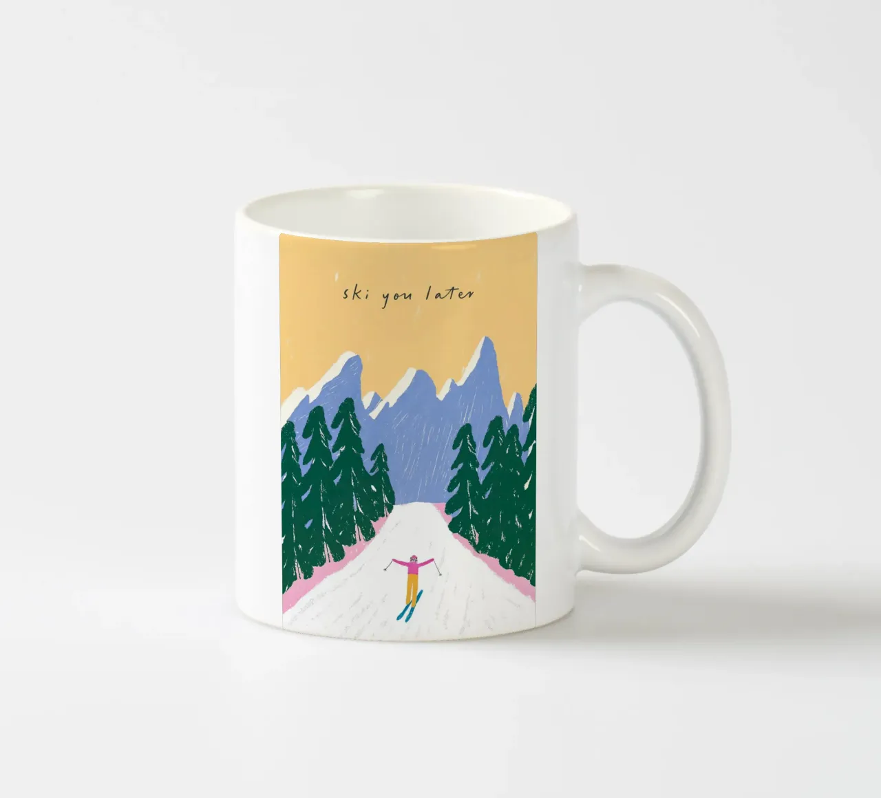 Sciare più tardi - Poster Alpi pastello tazza in ceramica da ChristmasMooodz
