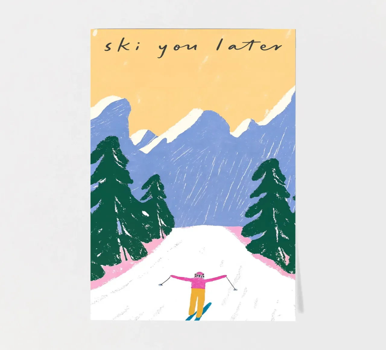 Sciare più tardi - Poster Alpi pastello foglio adesivo da ChristmasMooodz