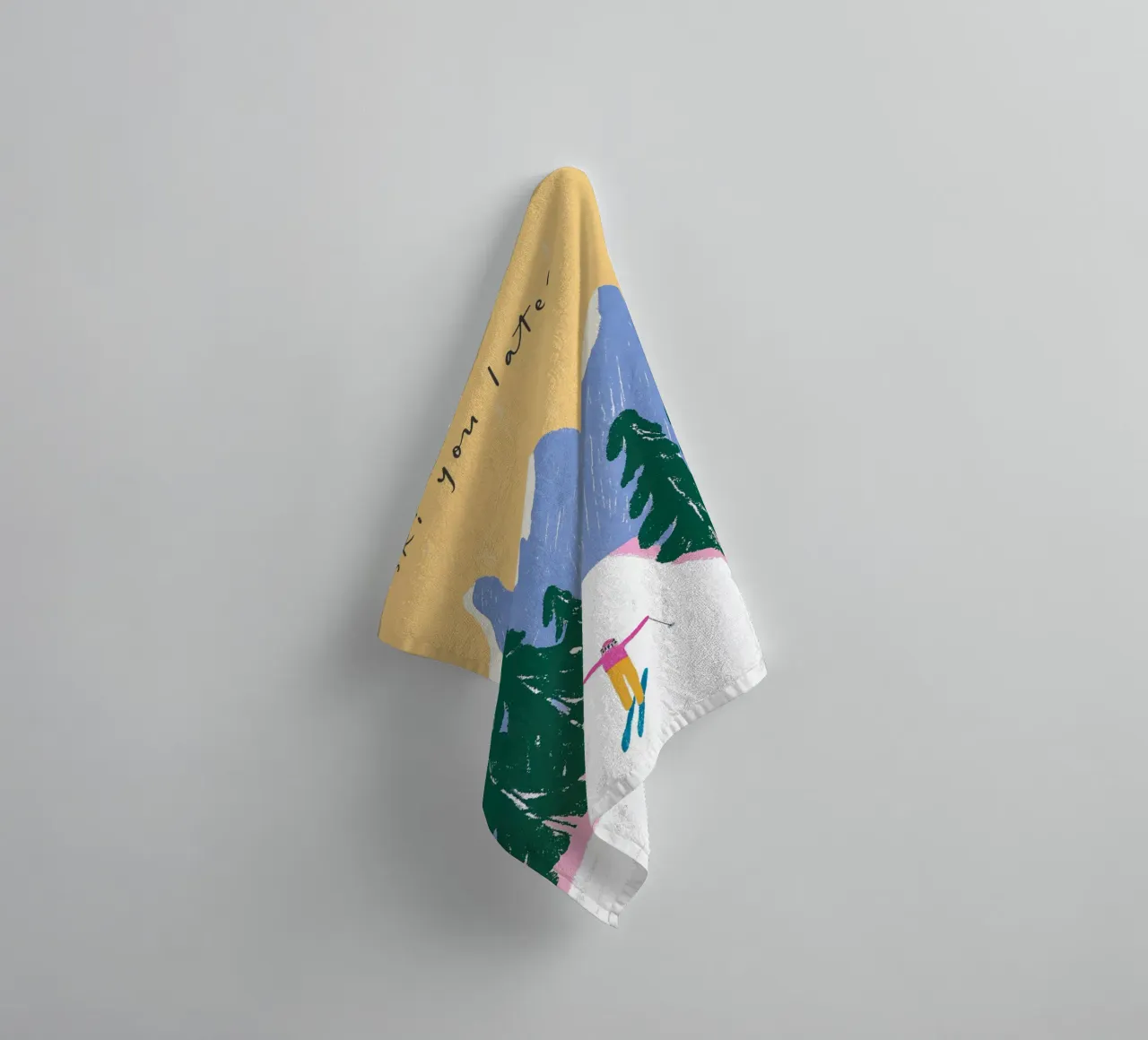 Sciare più tardi - Poster Alpi pastello asciugamano da bagno da ChristmasMooodz