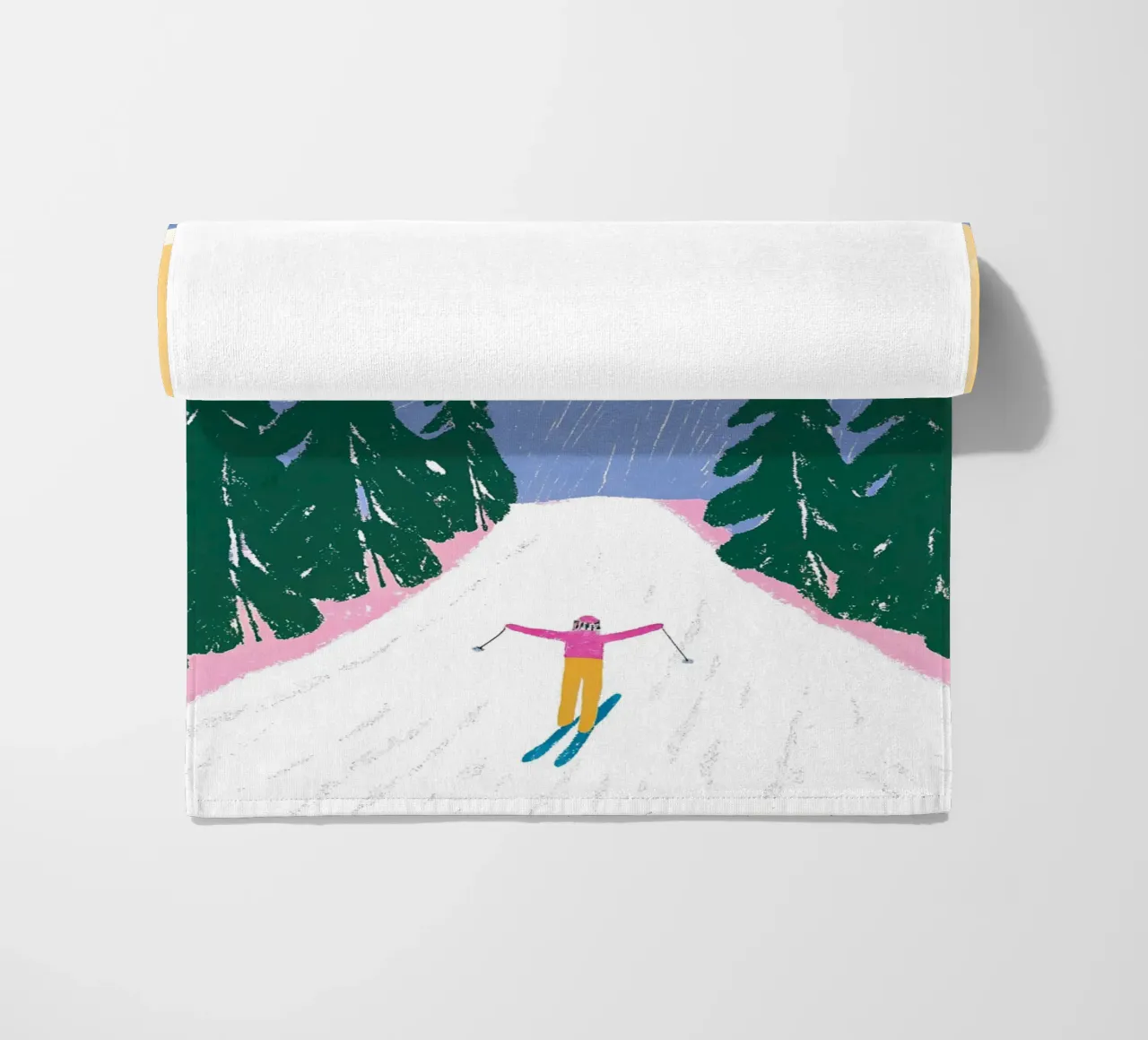 Sciare più tardi - Poster Alpi pastello telo mare da ChristmasMooodz