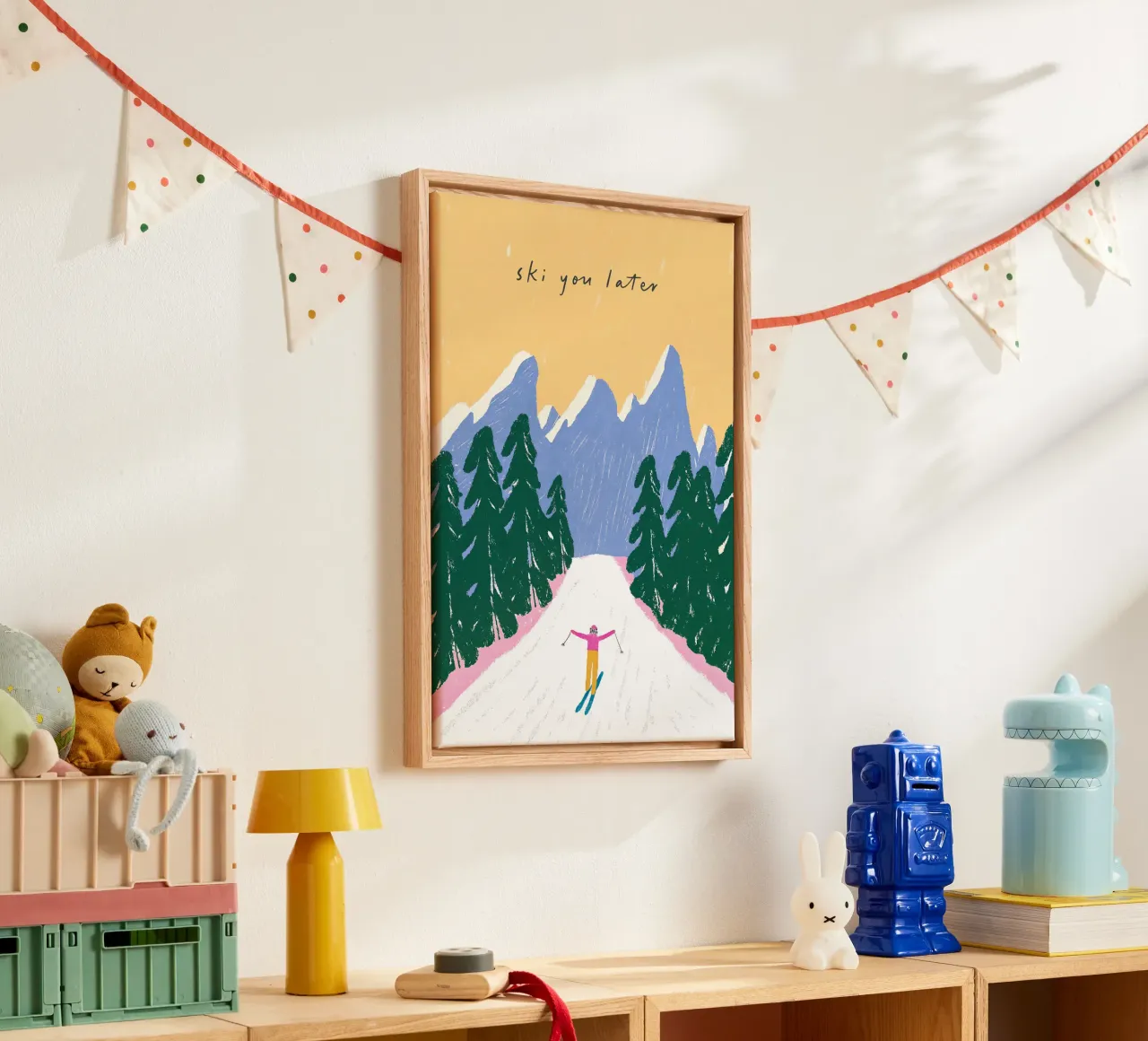 Sciare più tardi - Poster Alpi pastello tela da ChristmasMooodz