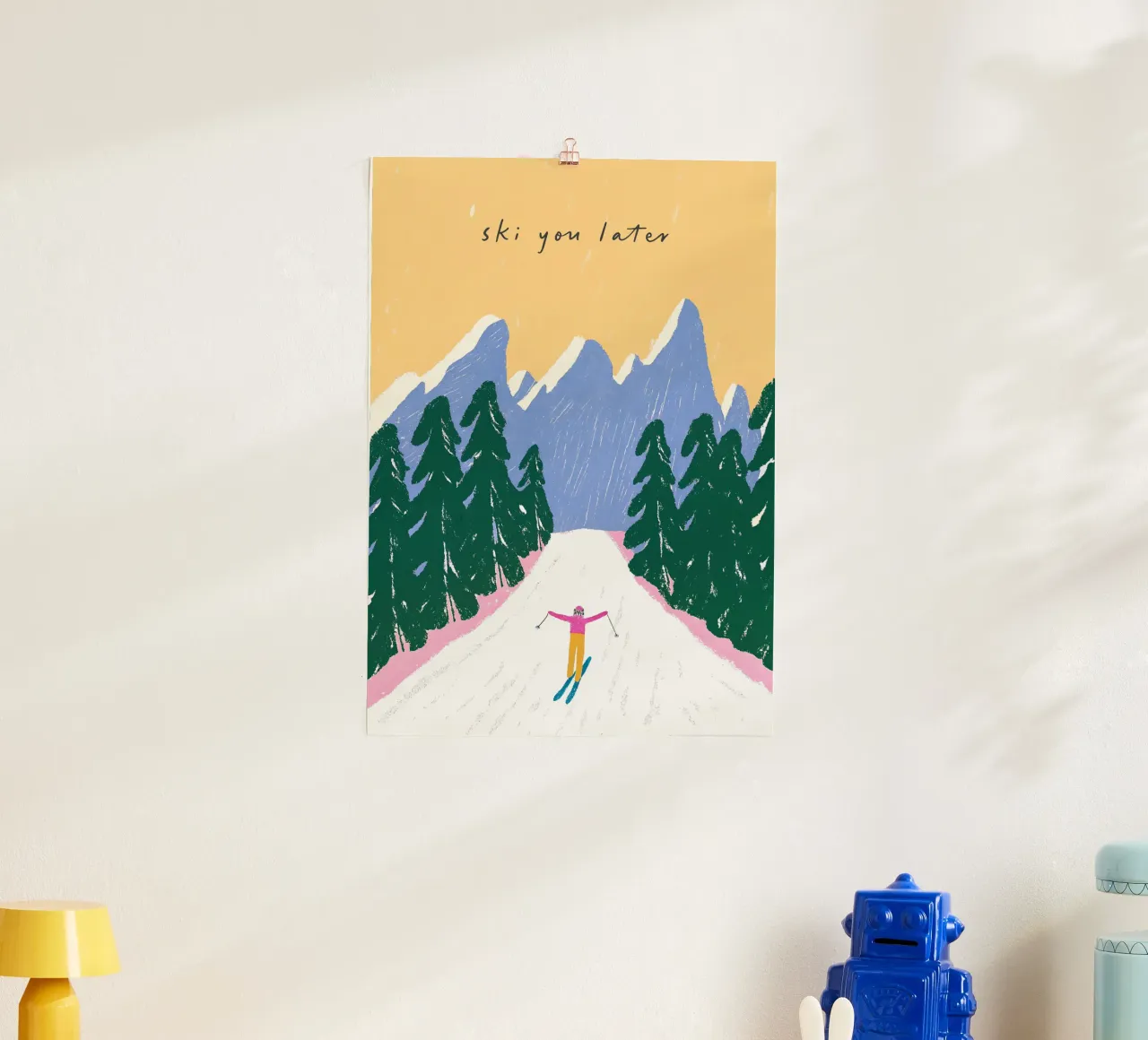 Sciare più tardi - Poster Alpi pastello carta hahnemühle da ChristmasMooodz