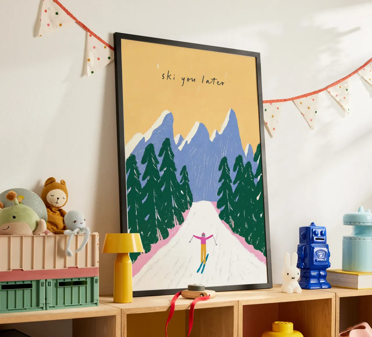Sciare più tardi - Poster Alpi pastello carta hahnemühle da ChristmasMooodz