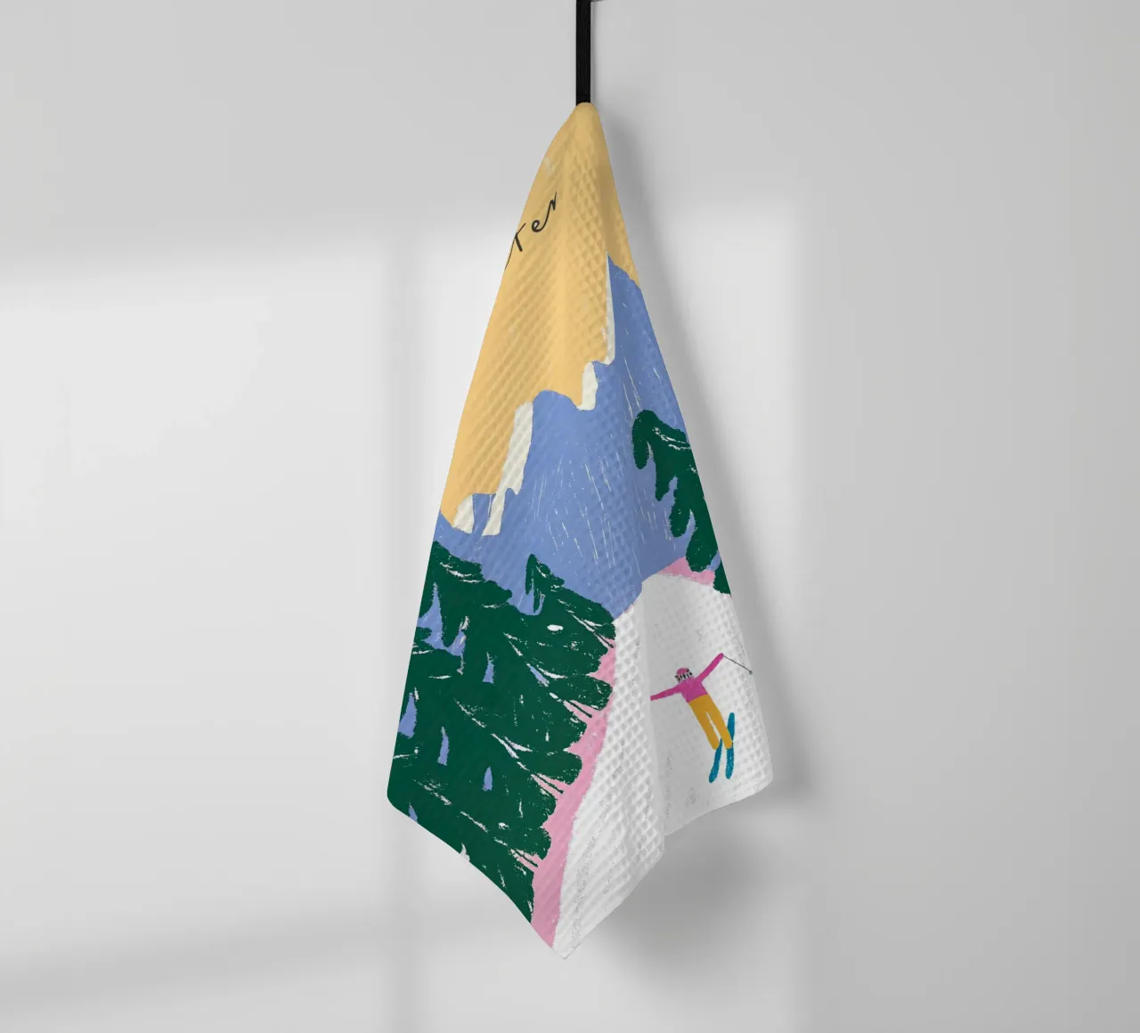 Sciare più tardi - Poster Alpi pastello canovaccio da cucina da ChristmasMooodz