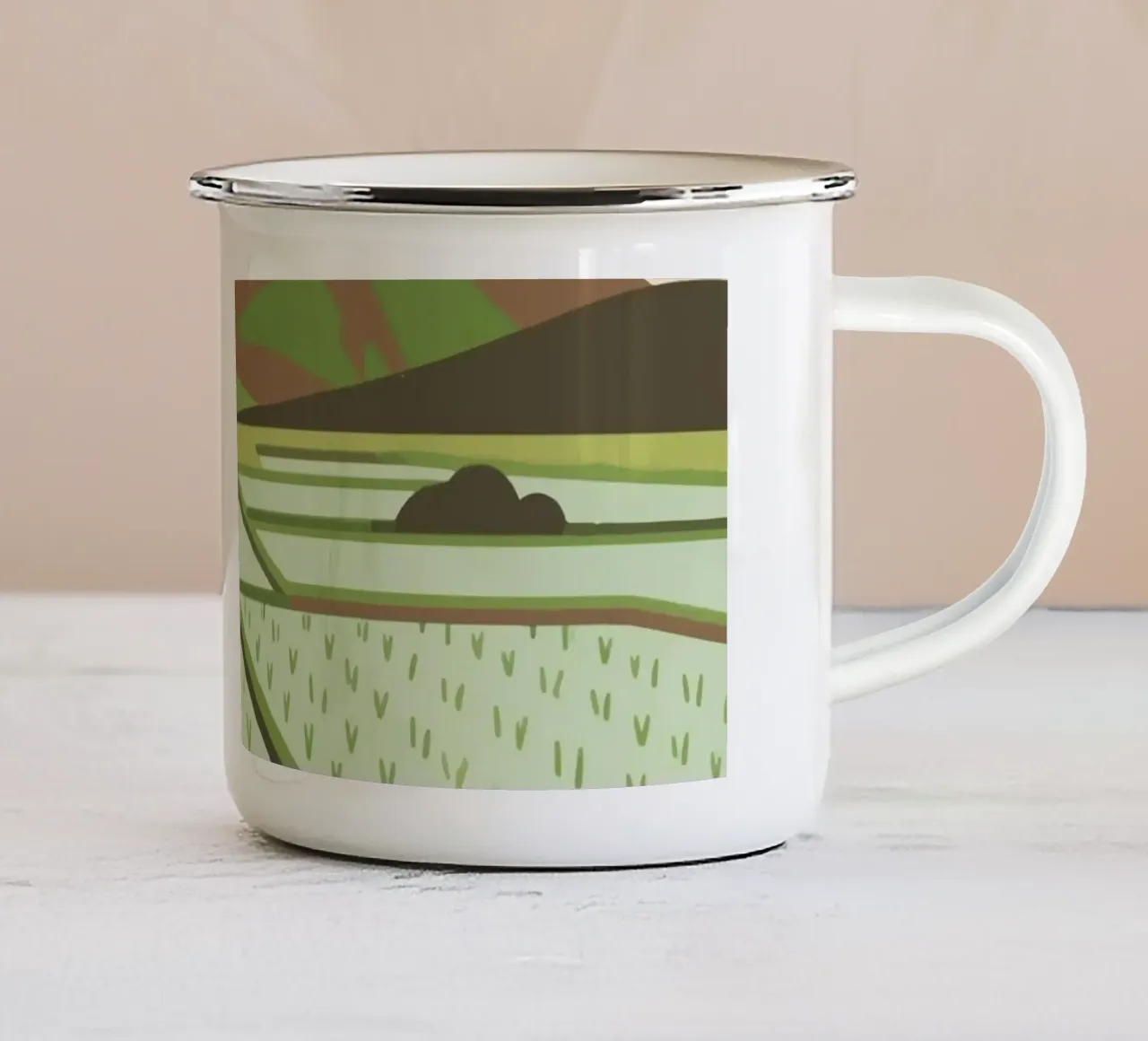 Rurale di montagna tazza in smalto da knowledge