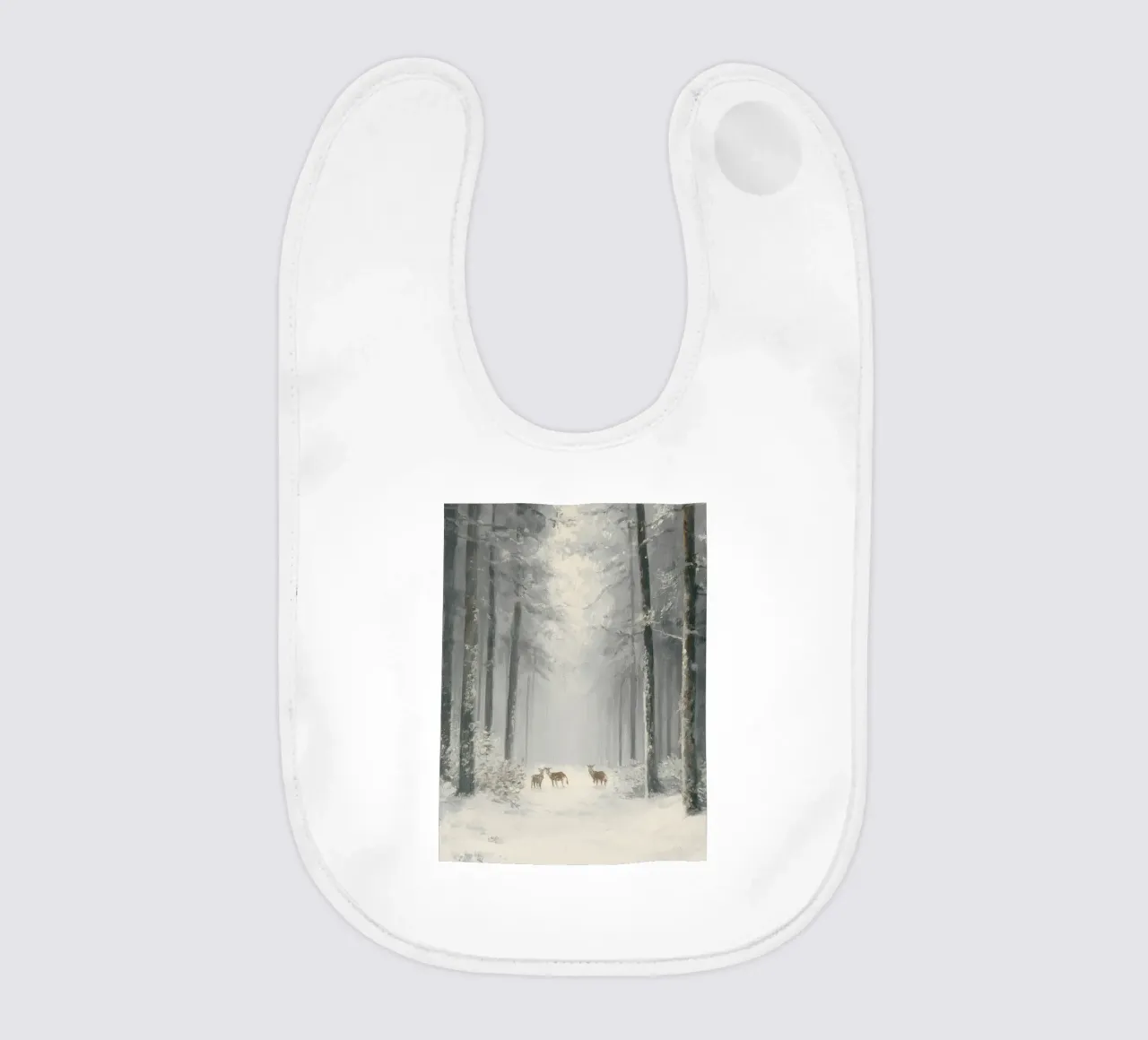 Foresta invernale con cervi nella neve bavaglino da Cozy Vibes