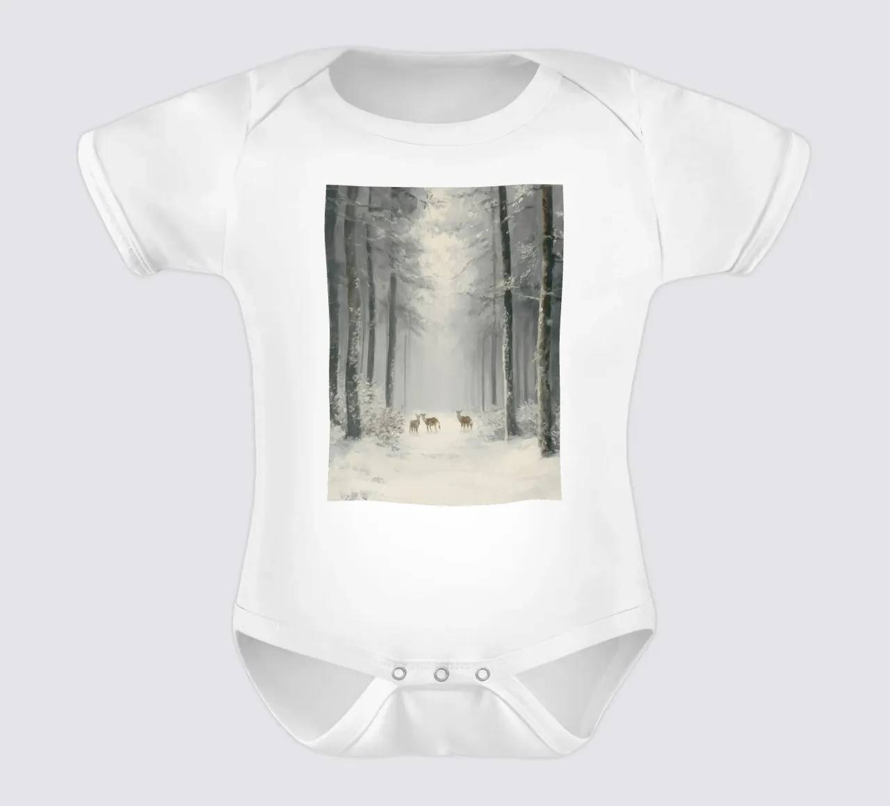 Foresta invernale con cervi nella neve body neonato maniche corte da Cozy Vibes