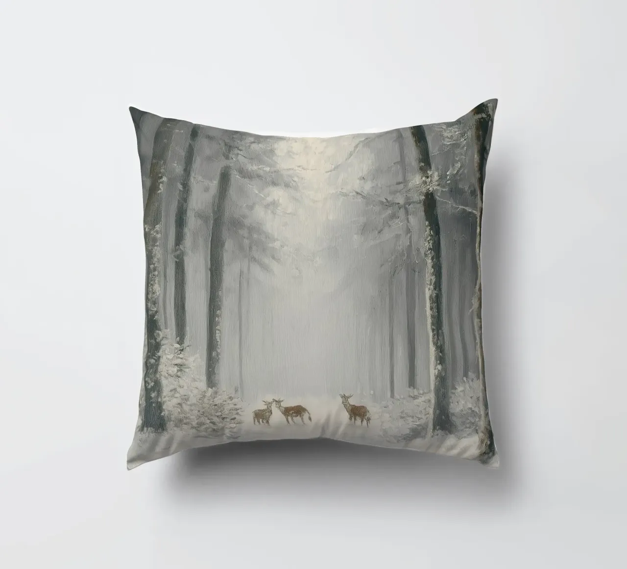 Foresta invernale con cervi nella neve cuscino da Cozy Vibes