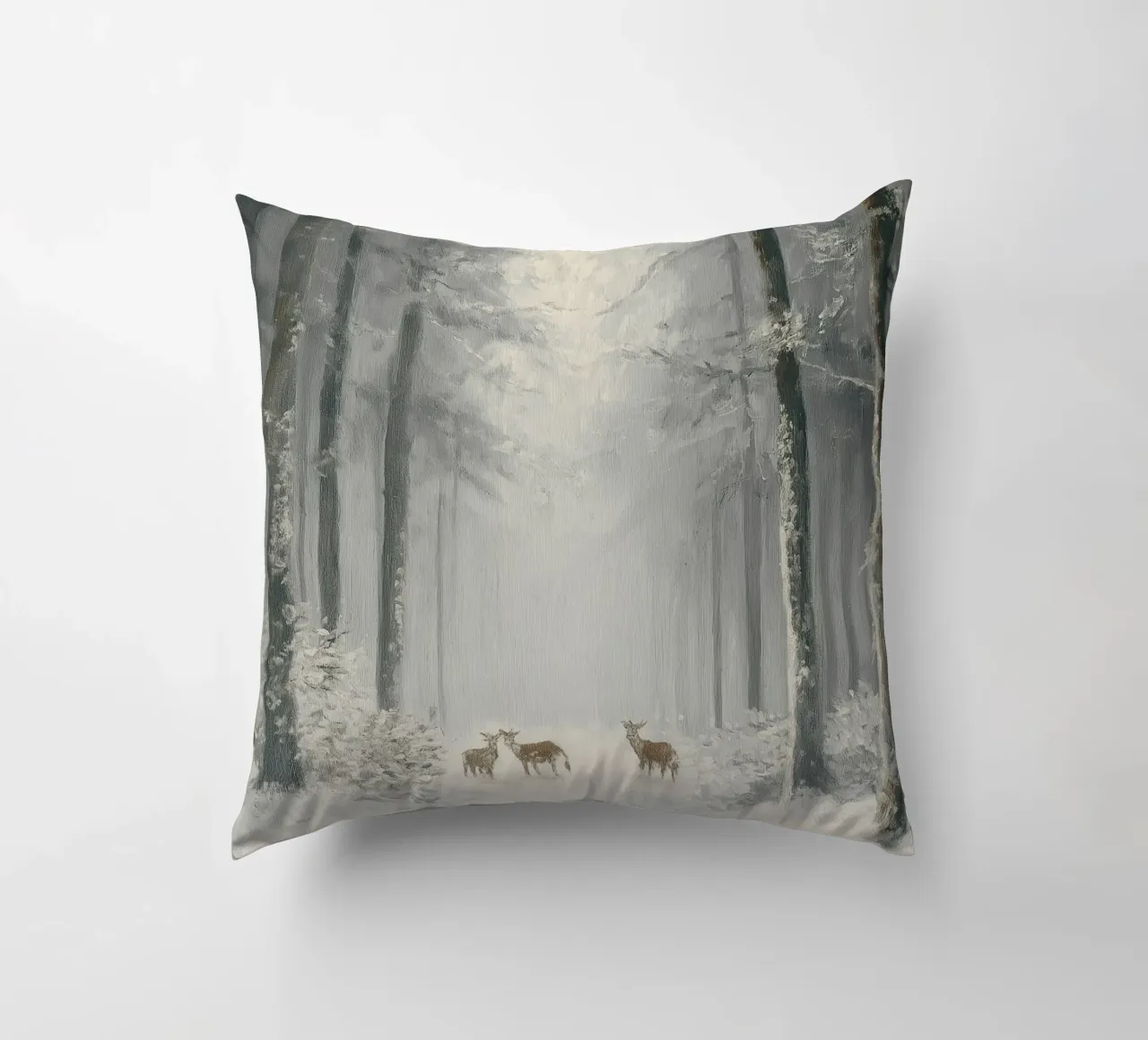 Foresta invernale con cervi nella neve cuscino da Cozy Vibes