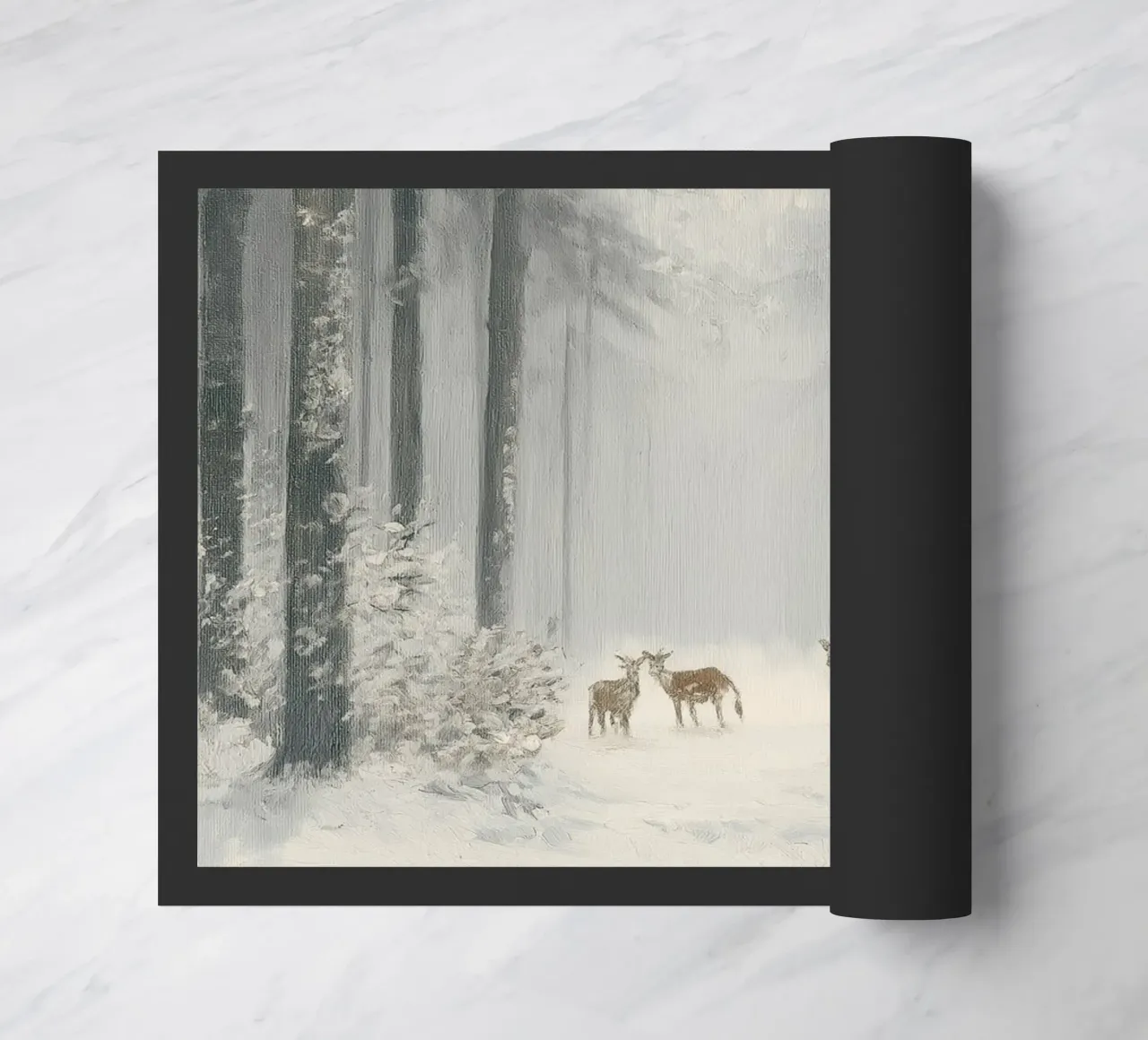 Foresta invernale con cervi nella neve zerbino da Cozy Vibes