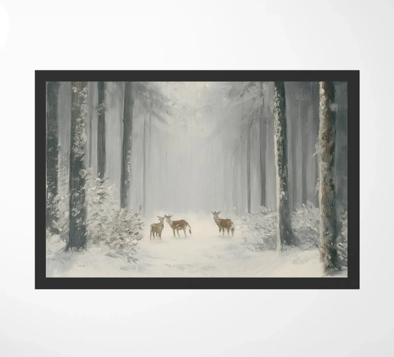 Foresta invernale con cervi nella neve zerbino da Cozy Vibes