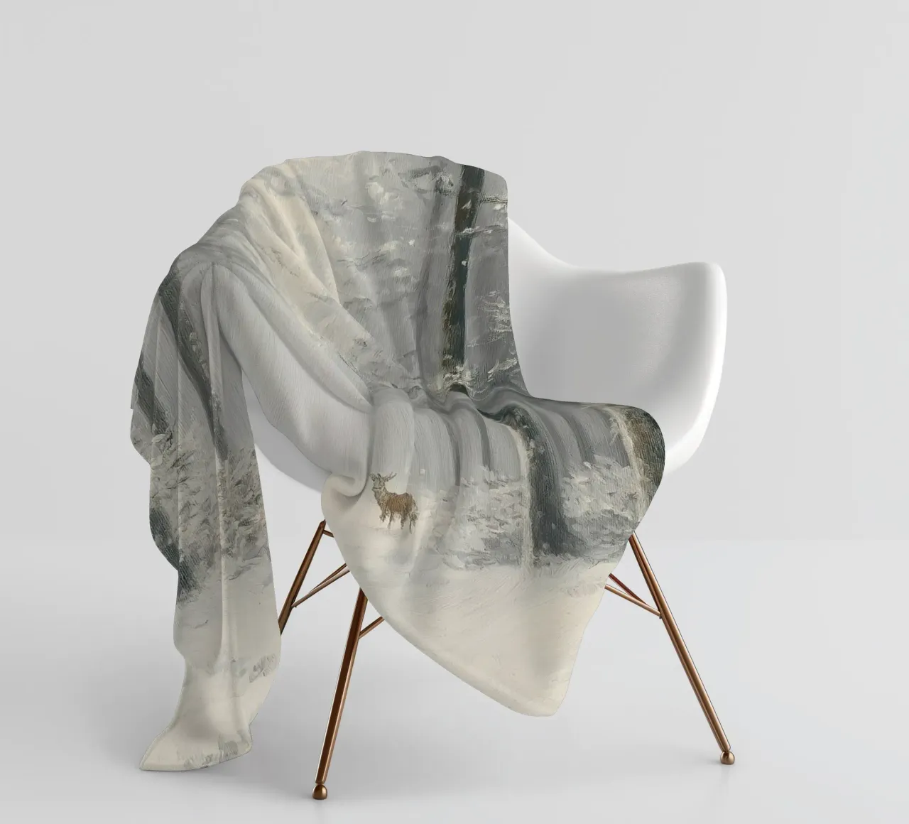 Foresta invernale con cervi nella neve coperta in pile da Cozy Vibes