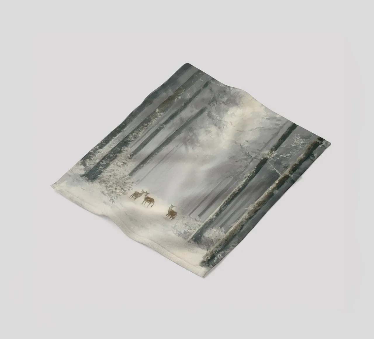 Foresta invernale con cervi nella neve coperta in pile da Cozy Vibes