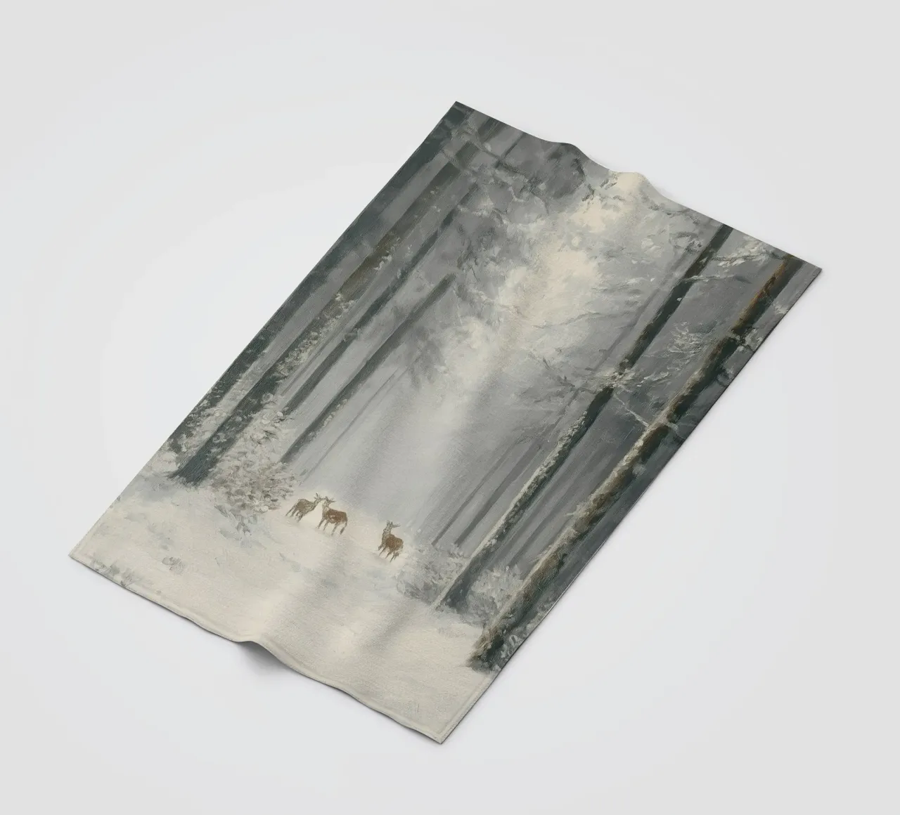 Foresta invernale con cervi nella neve coperta in pile da Cozy Vibes