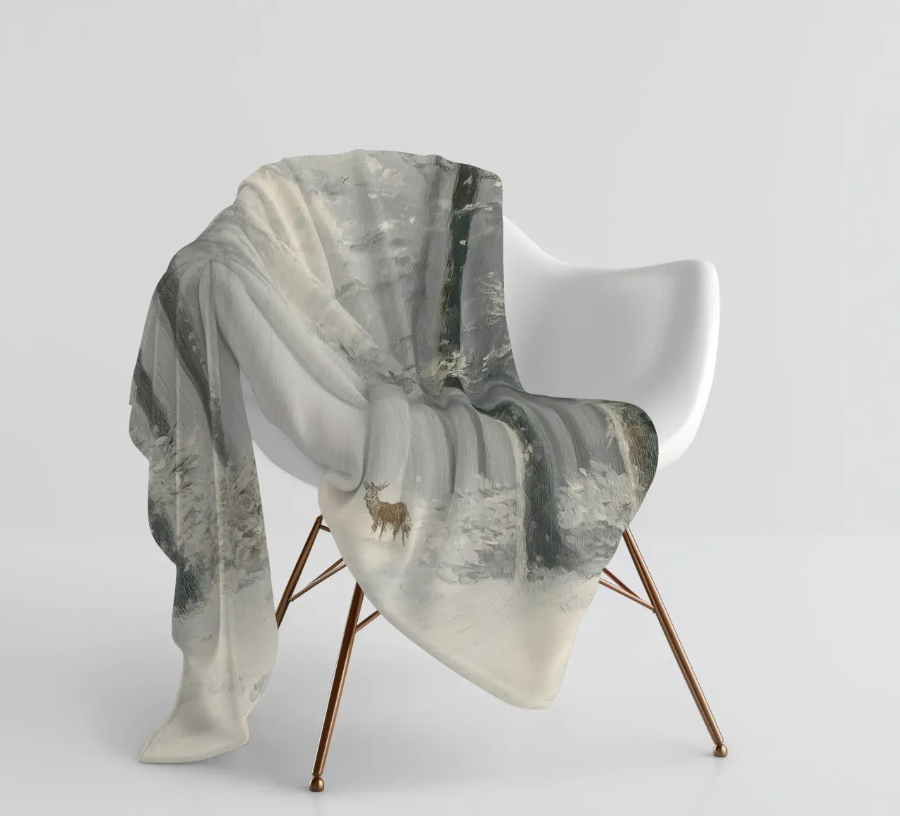Foresta invernale con cervi nella neve coperta in pile da Cozy Vibes
