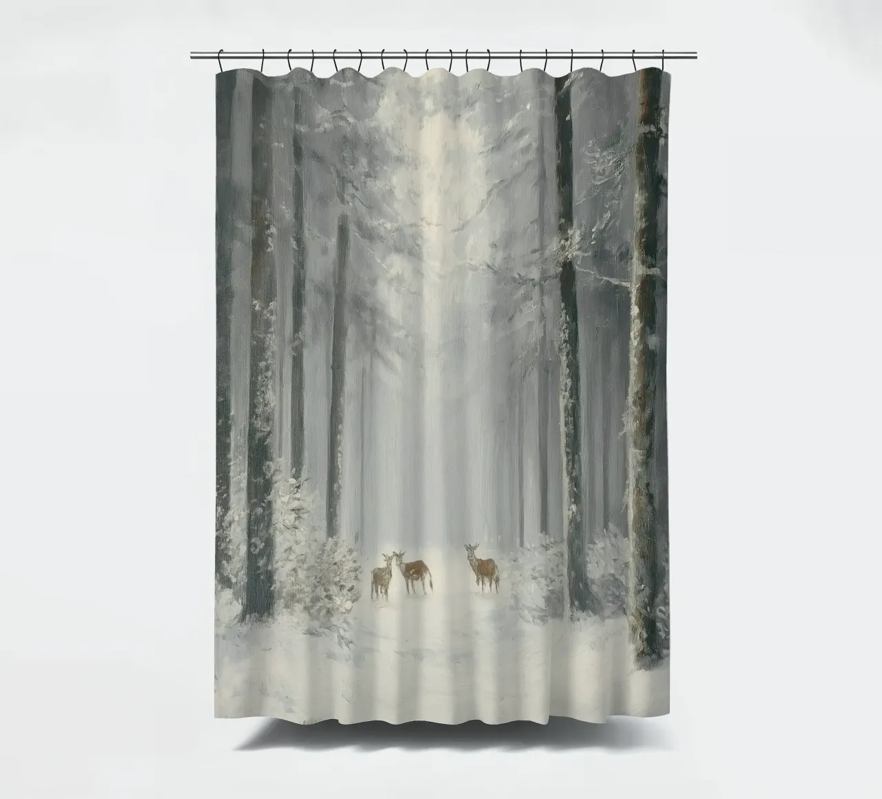 Foresta invernale con cervi nella neve tenda da doccia da Cozy Vibes